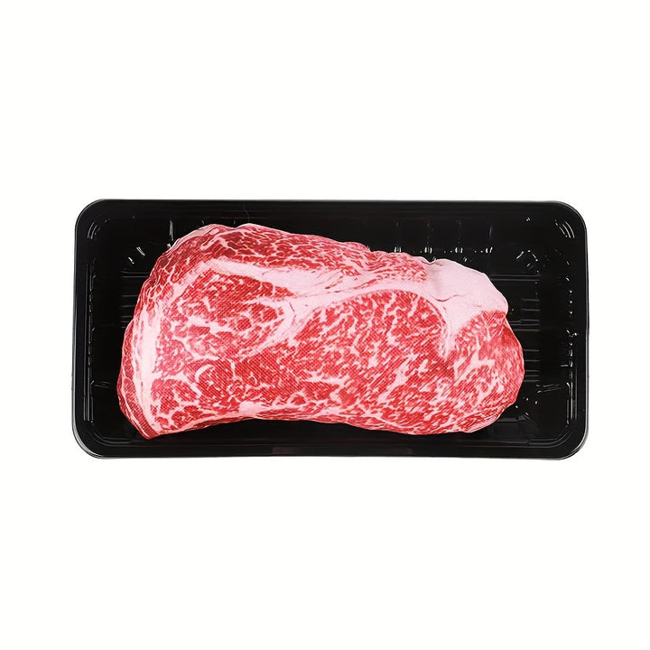 Squeaky Plush Steak & Battle Axe Dog Toy with Tray