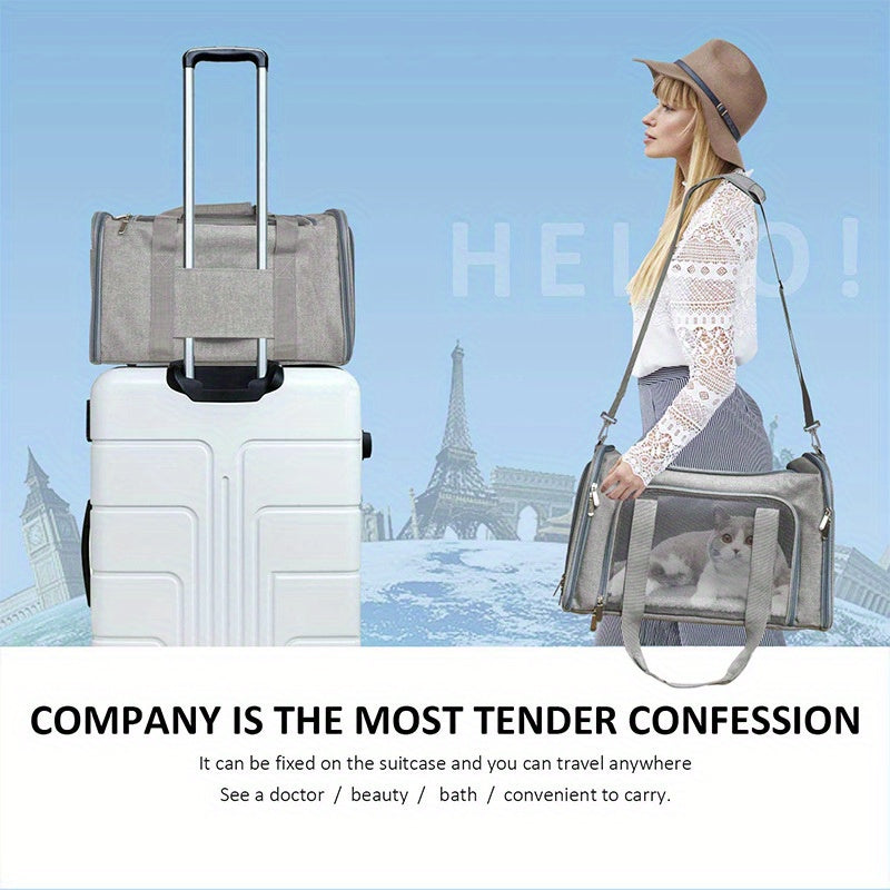 25Lbs Large Soft Sided Cat and Pet Carrier - Collapsible, Waterproof, Travel-Friendly, and Spacious Carrier for Cats and Puppies