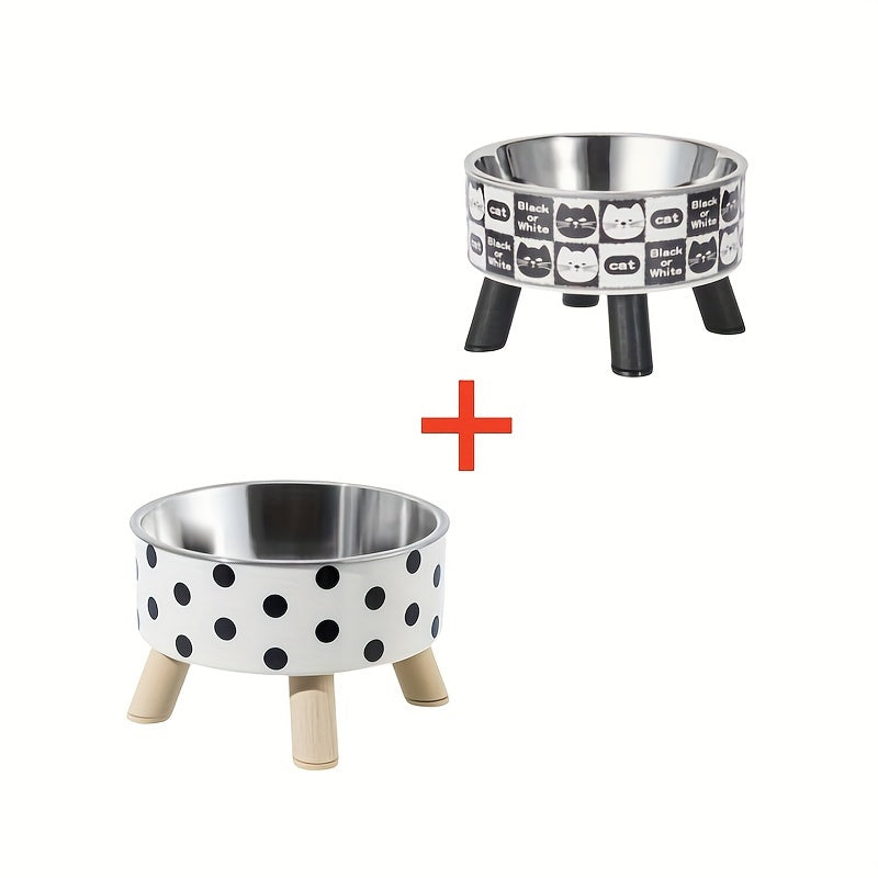 2PC/ Elevated Pet Feeding Bowl Stainless Steel
