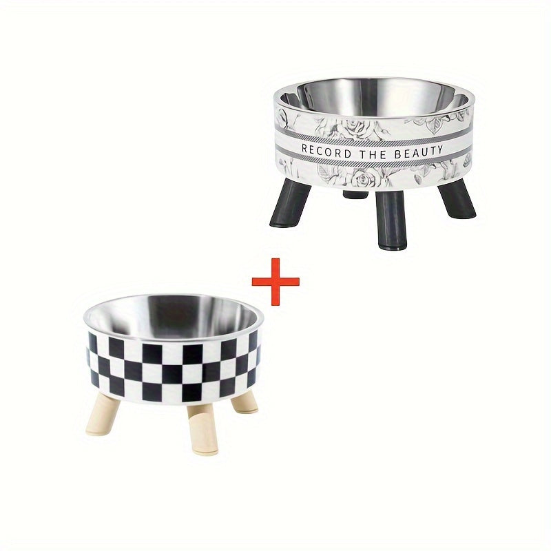 2PC/ Elevated Pet Feeding Bowl Stainless Steel