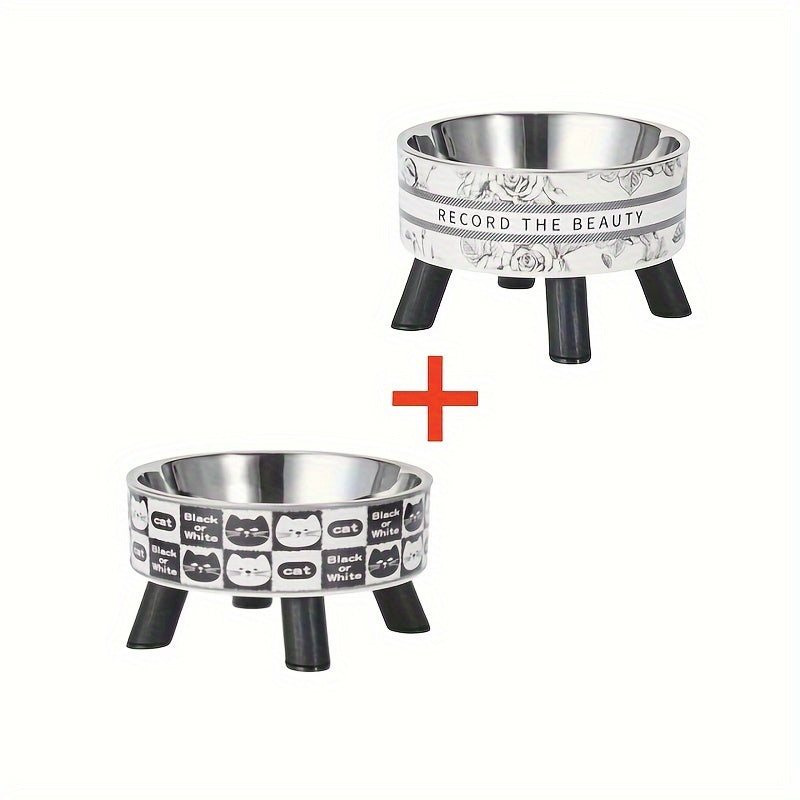 2PC/ Elevated Pet Feeding Bowl Stainless Steel