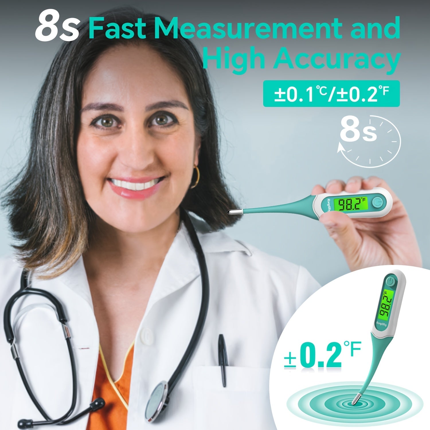 Digital Thermometer for Adults and Kids, Oral Thermometer for Baby Rectal and Underarm Thermometer for Fever Alarm Medical Thermometer