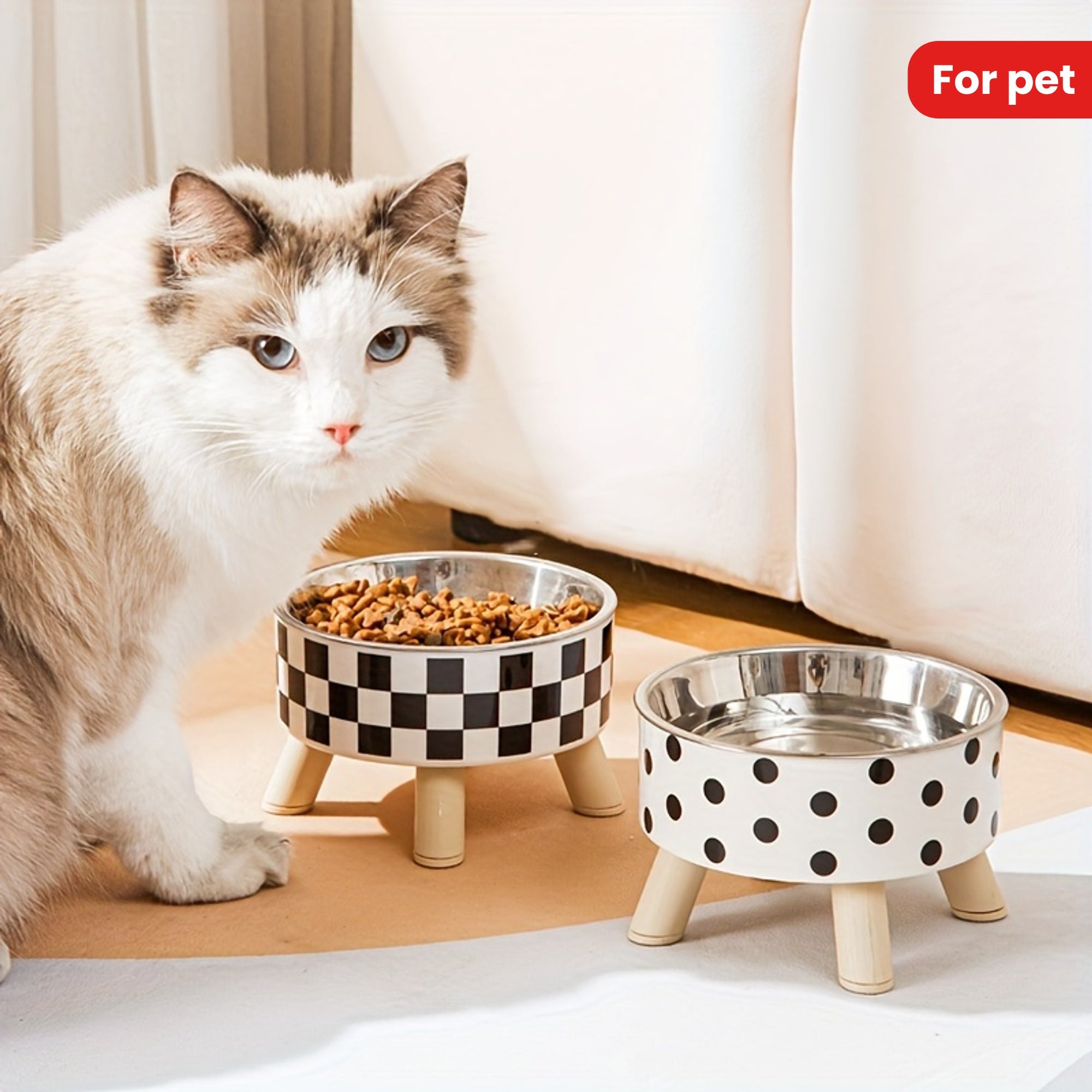 2PC/ Elevated Pet Feeding Bowl Stainless Steel