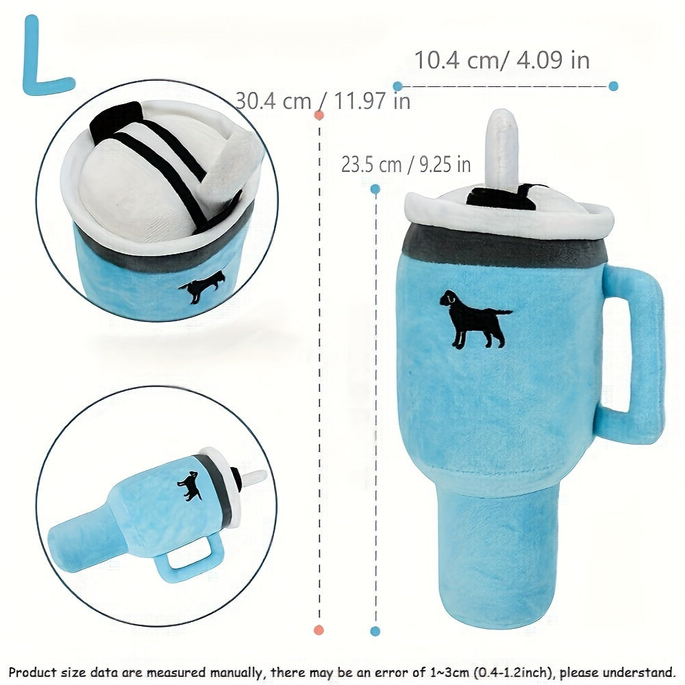 Tumbler Cup Funny Dog Toy - Plush Squeaky Crinkle Dog Toy