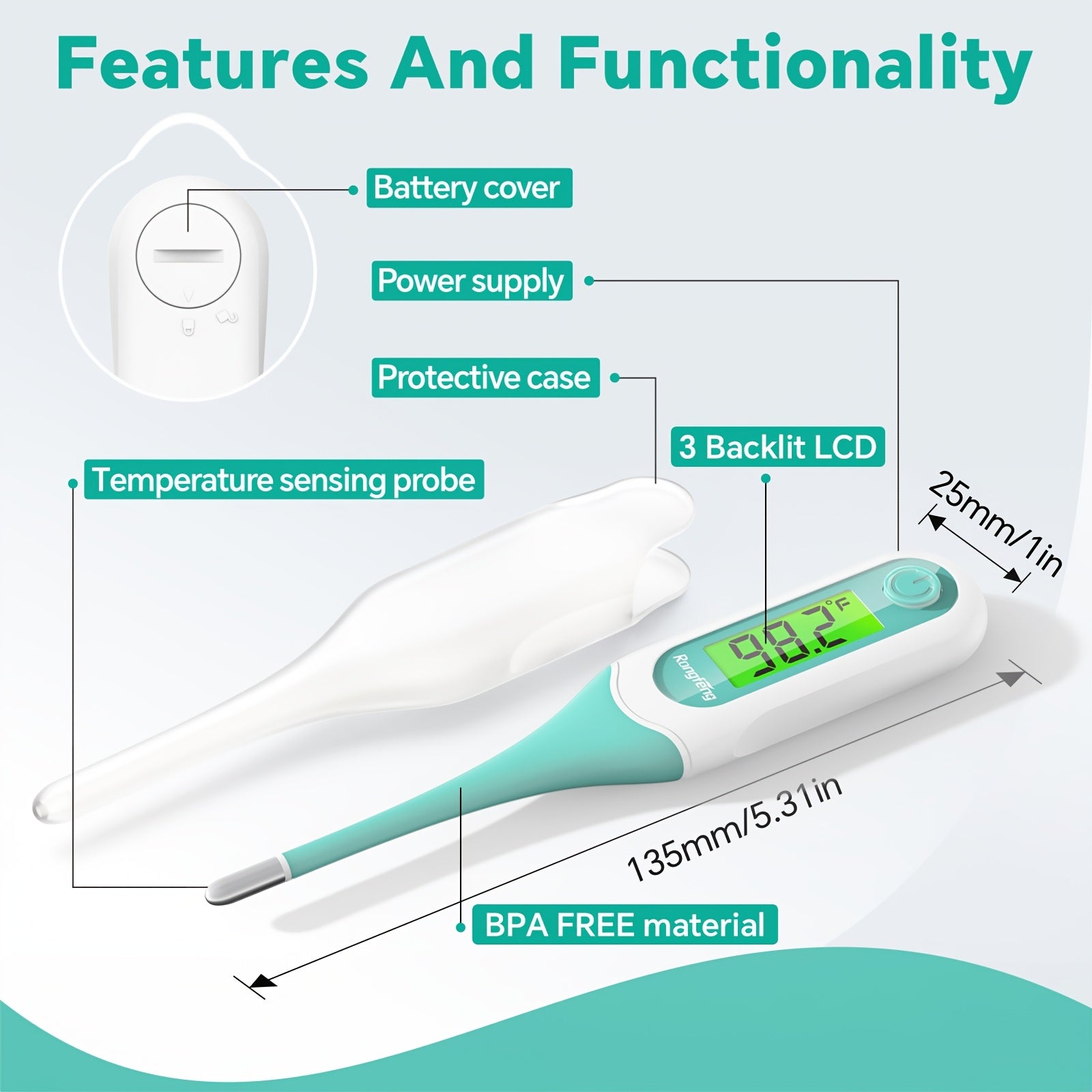 Digital Thermometer for Adults and Kids, Oral Thermometer for Baby Rectal and Underarm Thermometer for Fever Alarm Medical Thermometer