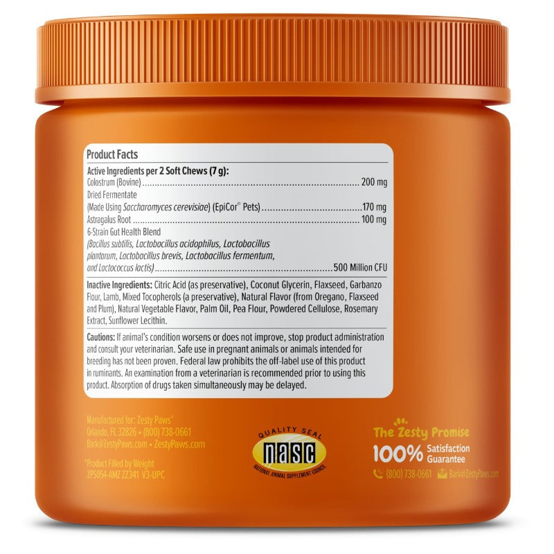 Zesty Paws Dog Soft Chews - Omega 3 & Probiotics for Skin Health - Lamb Flavor, 90 Count