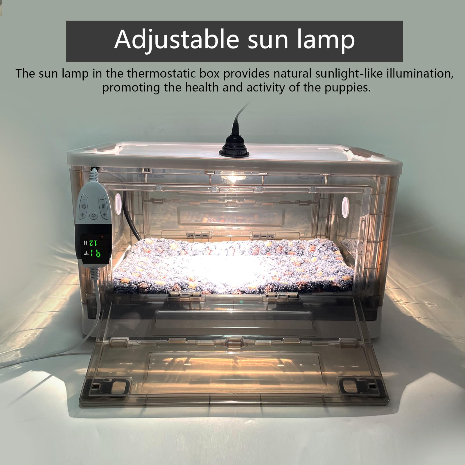 Incubator for Puppies,Kitten Incubator with Heating,Puppy Incubator for Dogs, Incubator for Newborn Puppies and Kittens,Small Mammal Incubator (85L (3* Heat Lamp))