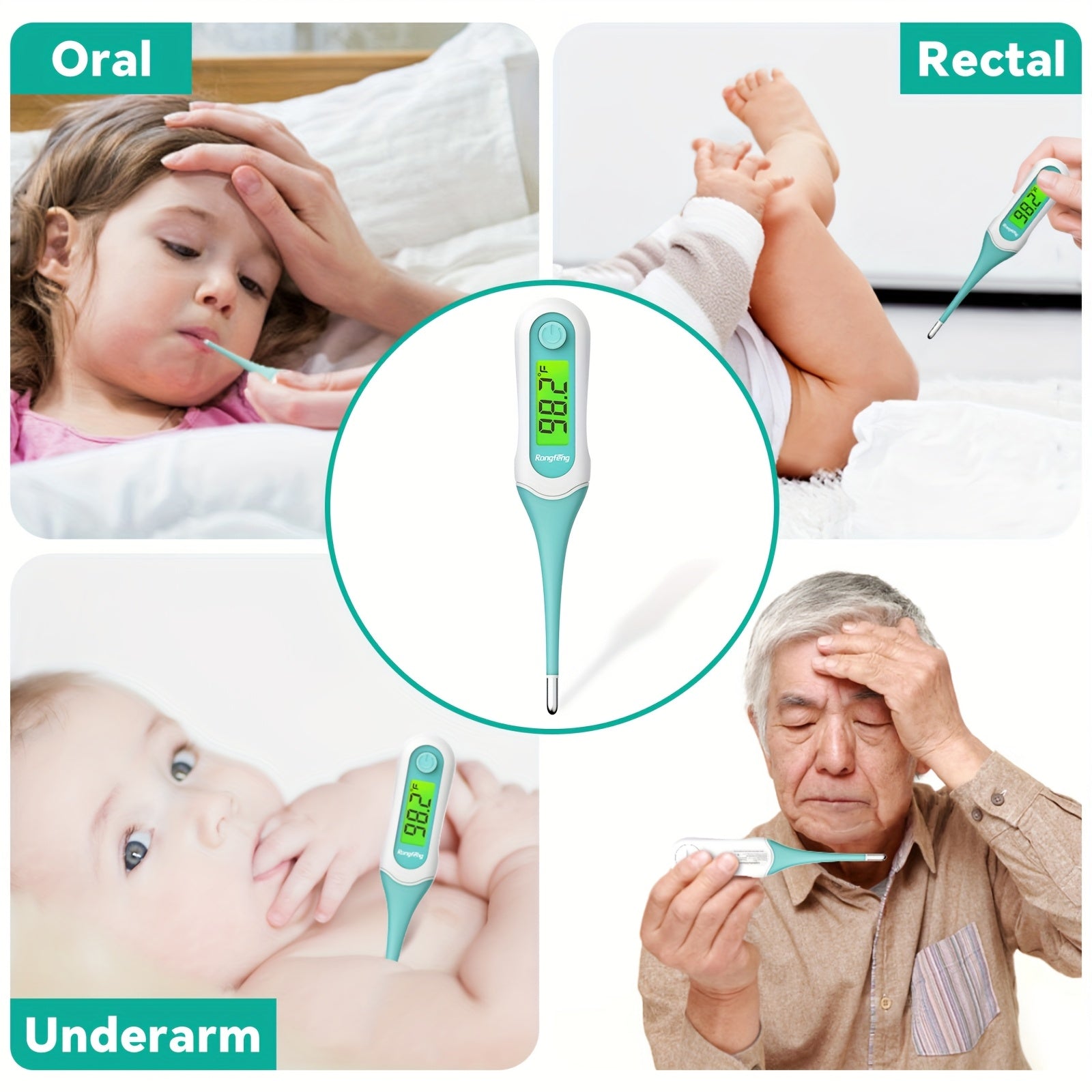 Digital Thermometer for Adults and Kids, Oral Thermometer for Baby Rectal and Underarm Thermometer for Fever Alarm Medical Thermometer