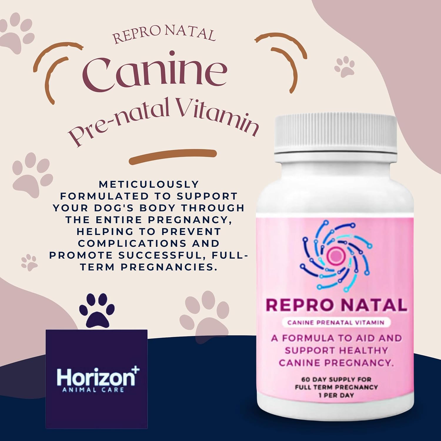 Canine Prenatal Multi-Vitamin Capsules - 60-Day Supply to Aid Full-Term Pregnancies and Promote Optimal Health for Expecting Dogs - ReproNatal™ Dog Supplement - rarefrenchies