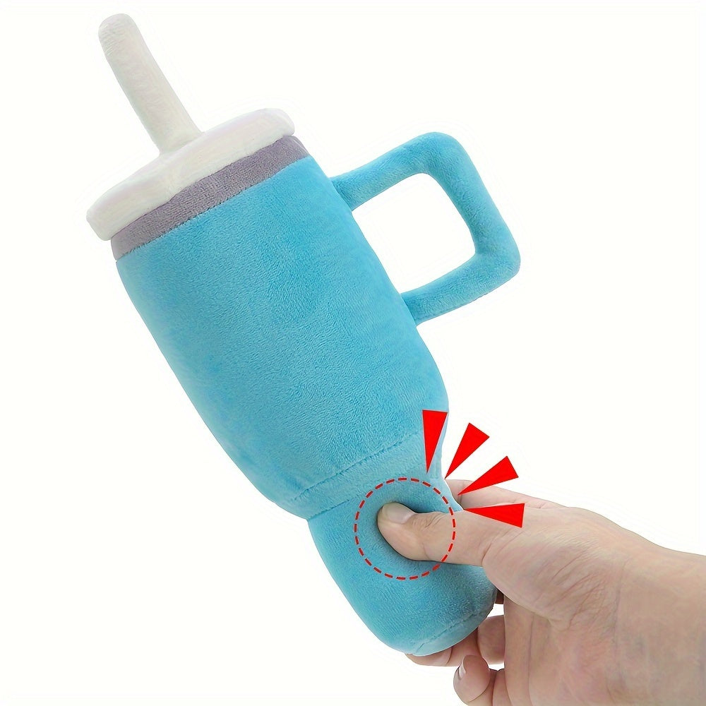 Tumbler Cup Funny Dog Toy - Plush Squeaky Crinkle Dog Toy
