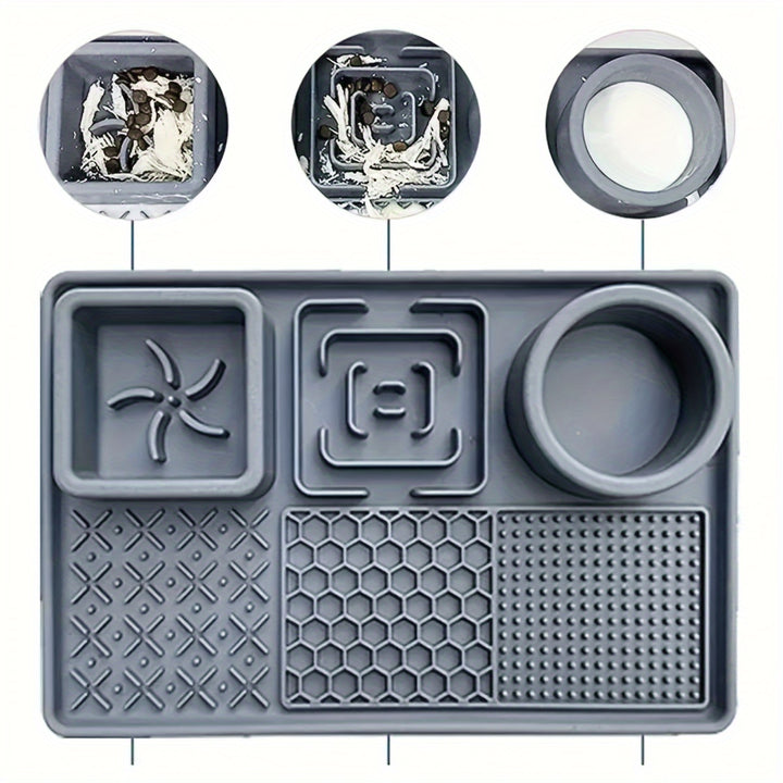 Silicone Feeding Mat for Dogs | with Slow Feeder Lick Mat with Water Bowl