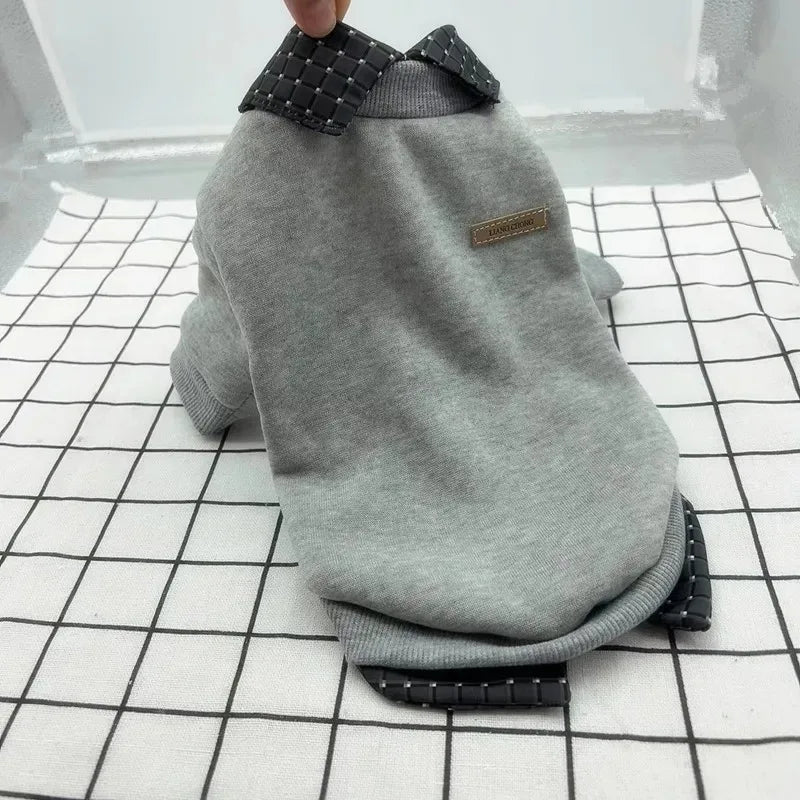 Pet Dog Clothes Warm Winter Shirt Collar Patchwork Hoodie Jacket for Small Dog Coat Bear Hoodie Pet Plaid Shirt Puppy Clothing