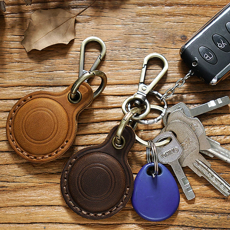 Genuine Leather Protective Case For Apple AirTags Keychain Locator Cover Bag Fashion Pet Pendant Air Tag Accessories