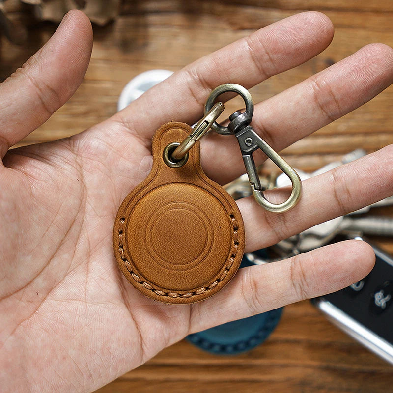 Genuine Leather Protective Case For Apple AirTags Keychain Locator Cover Bag Fashion Pet Pendant Air Tag Accessories