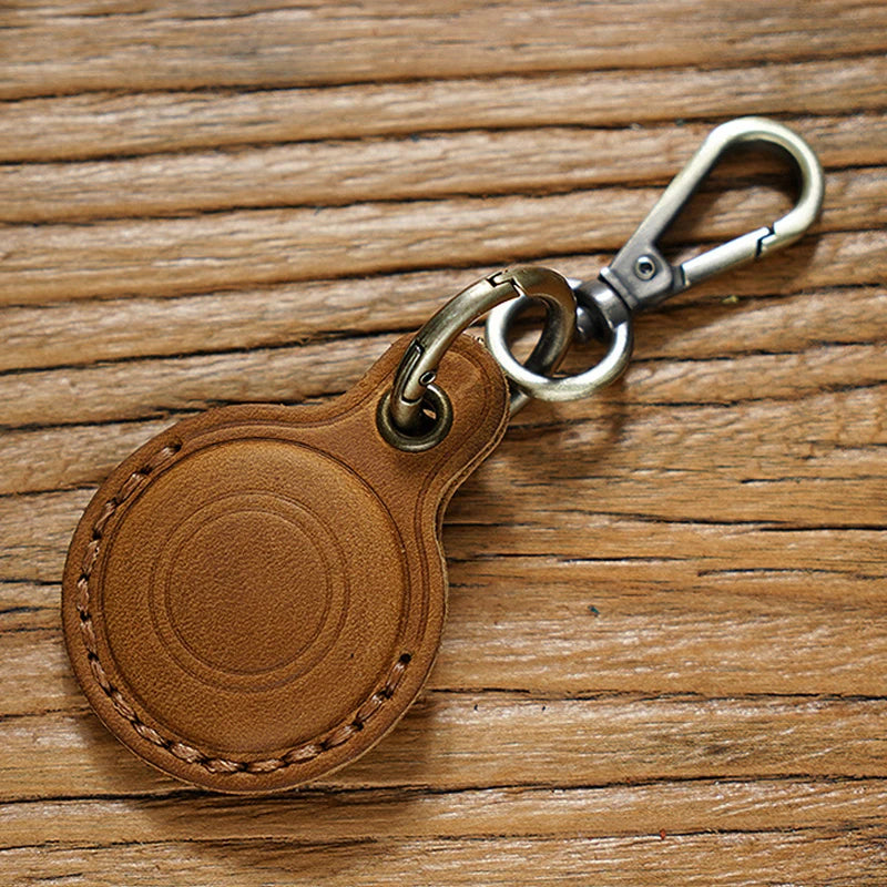 Genuine Leather Protective Case For Apple AirTags Keychain Locator Cover Bag Fashion Pet Pendant Air Tag Accessories