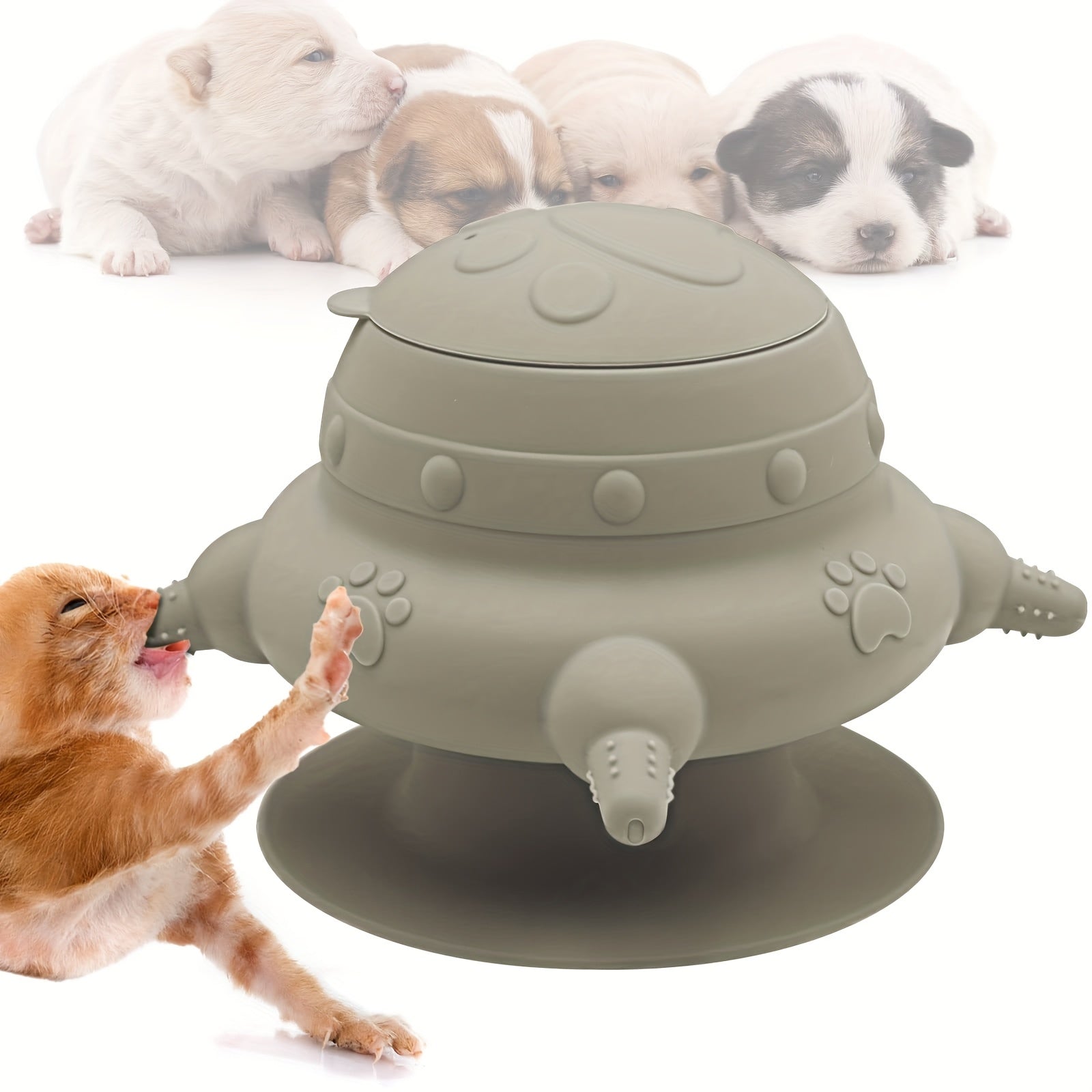 Silicone Feeder for Multiple Kittens & Puppies, Rubber Milk Powder Replacement Station with 4 Teats