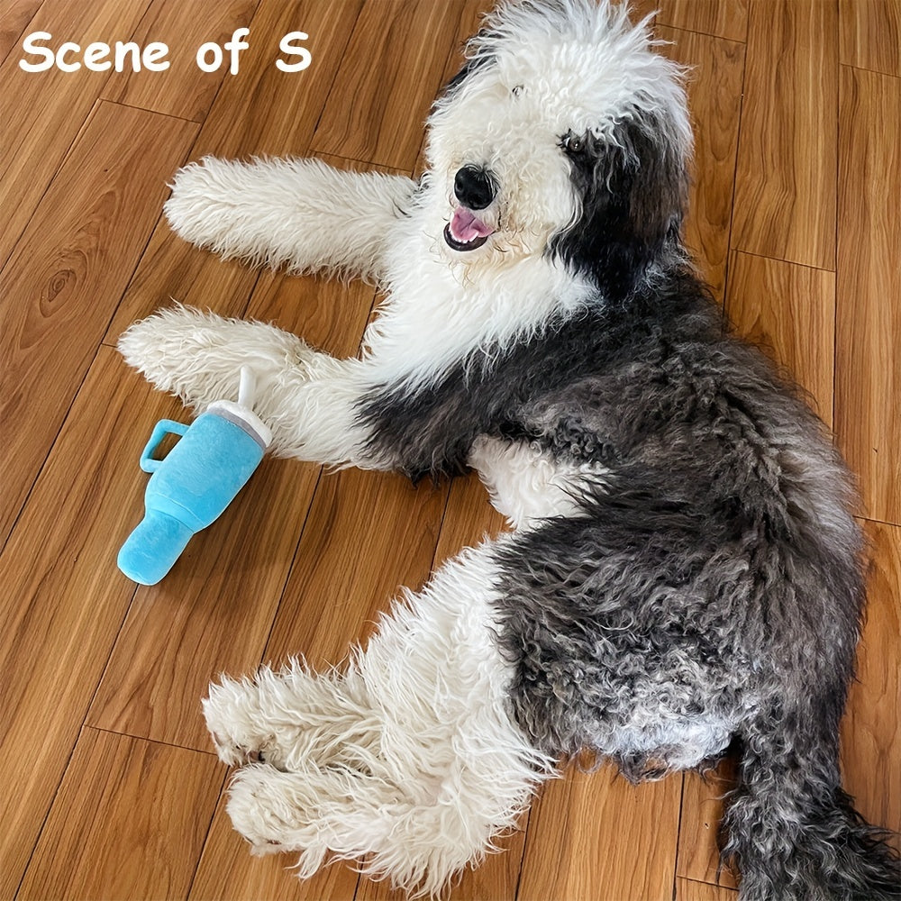 Tumbler Cup Funny Dog Toy - Plush Squeaky Crinkle Dog Toy