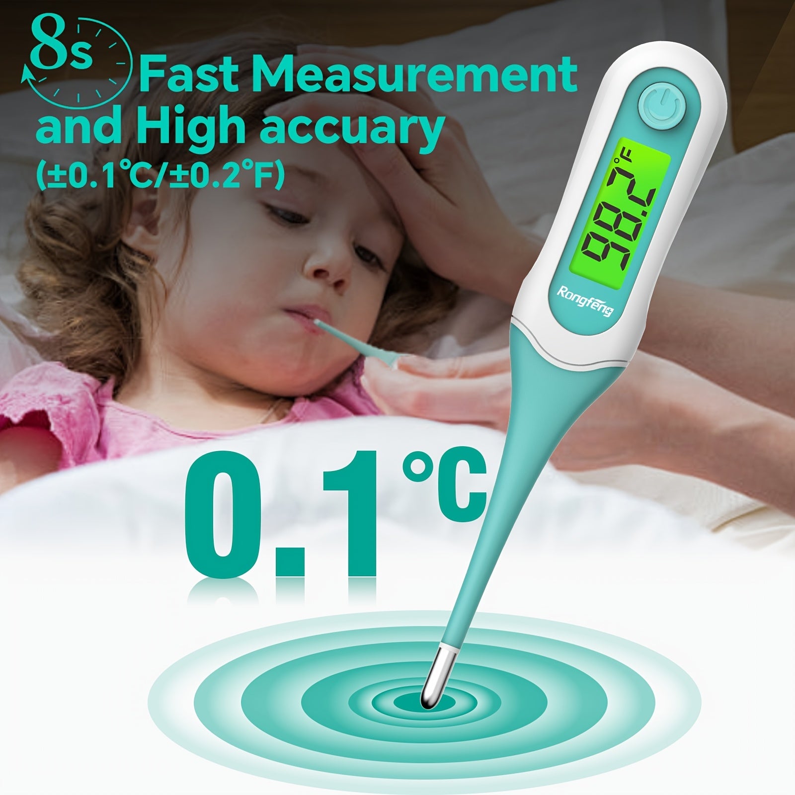 Digital Thermometer for Adults and Kids, Oral Thermometer for Baby Rectal and Underarm Thermometer for Fever Alarm Medical Thermometer