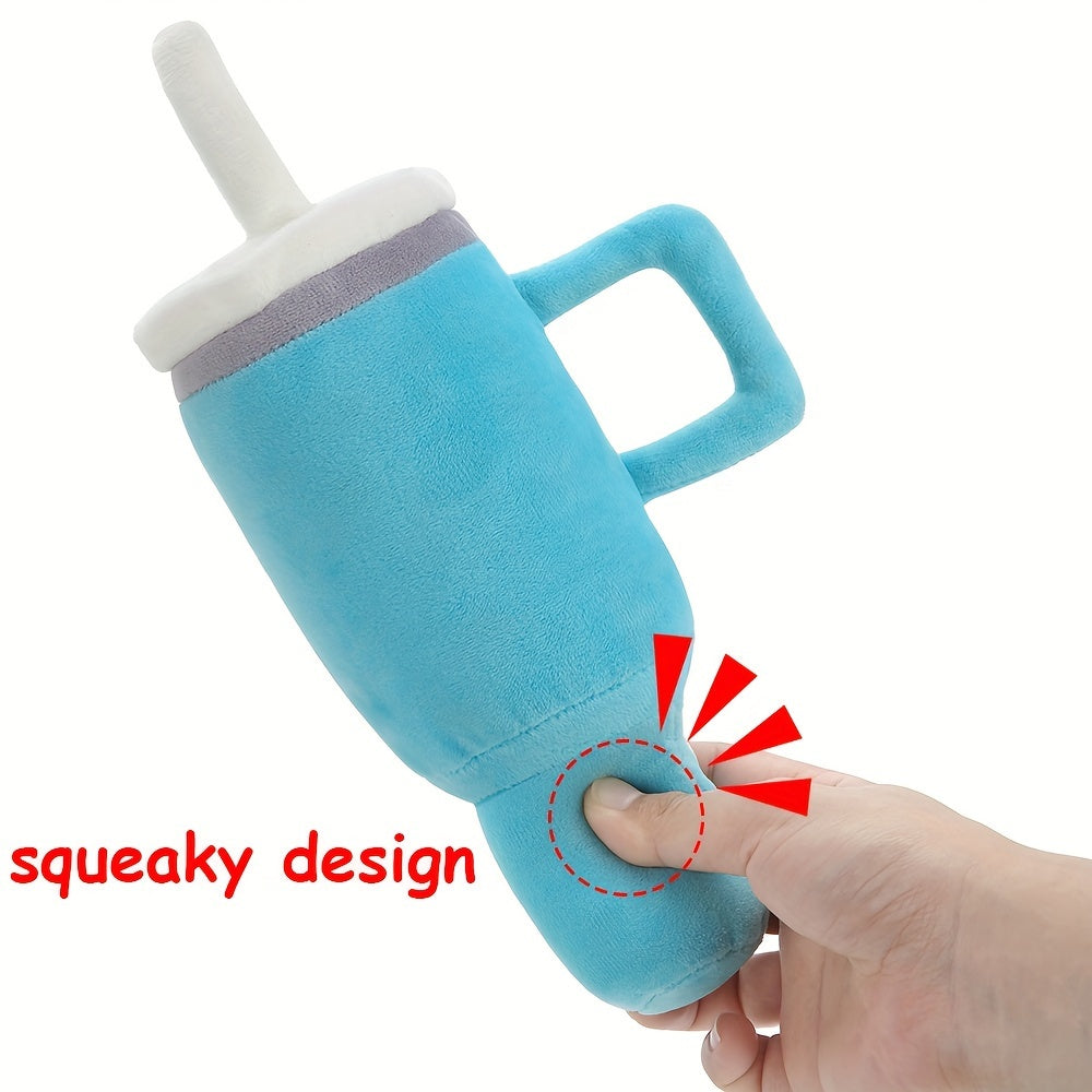 Tumbler Cup Funny Dog Toy - Plush Squeaky Crinkle Dog Toy