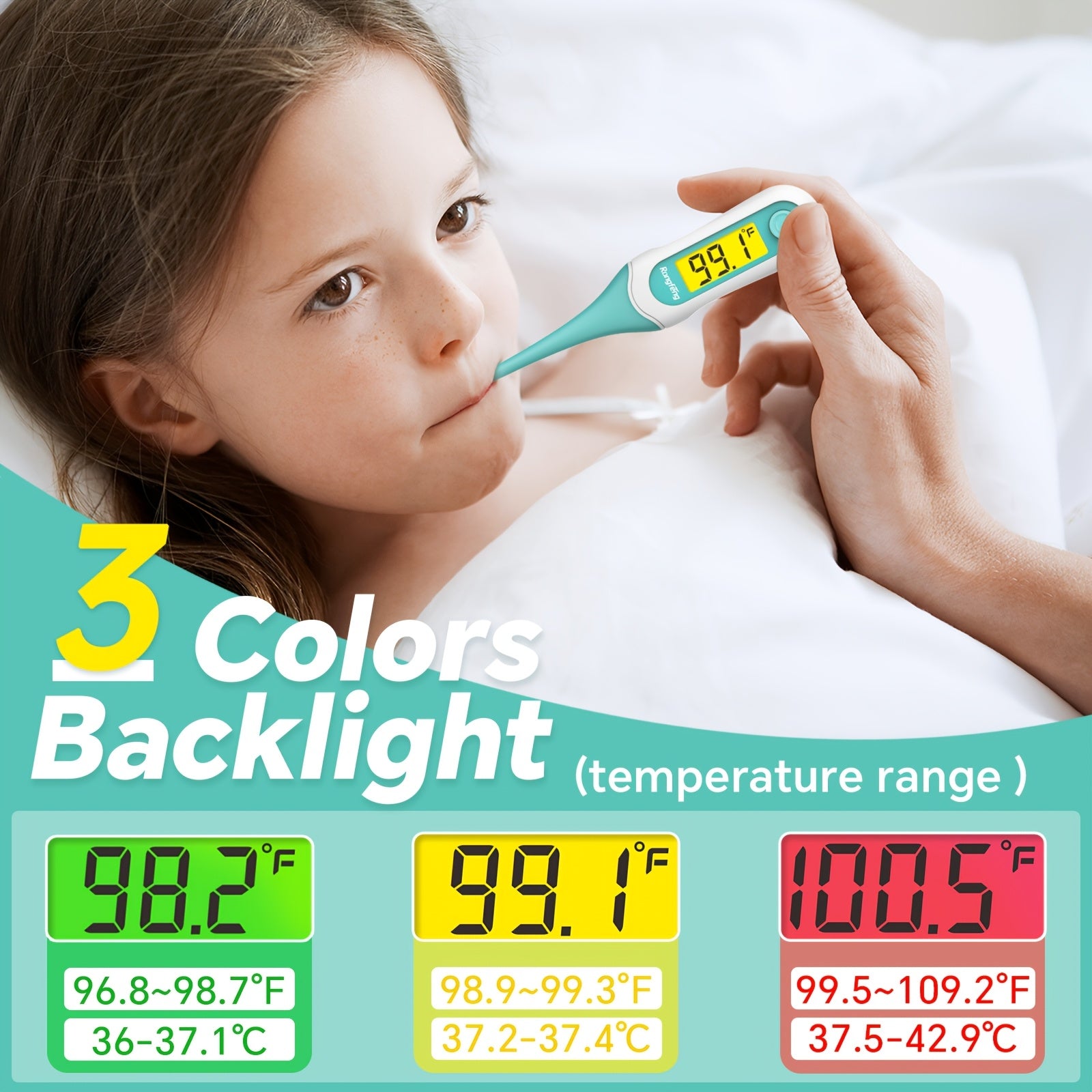 Digital Thermometer for Adults and Kids, Oral Thermometer for Baby Rectal and Underarm Thermometer for Fever Alarm Medical Thermometer