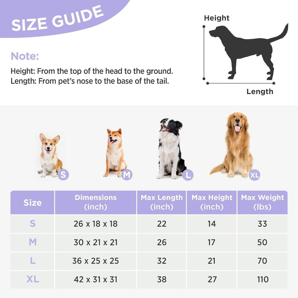 26" Portable Soft-Sided Dog Crate, Collapsible Pet Kennel with PVC Frame, 4-Door Design, Durable Mesh Windows for Travel & Outdoor Use
