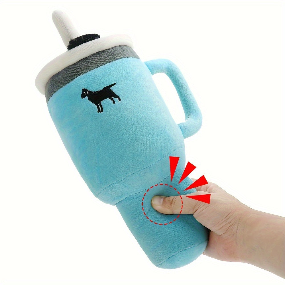 Tumbler Cup Funny Dog Toy - Plush Squeaky Crinkle Dog Toy