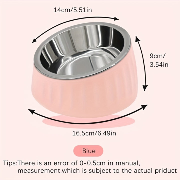 Slanted Stainless Steel Dog Cat Food Bowl - rarefrenchies 