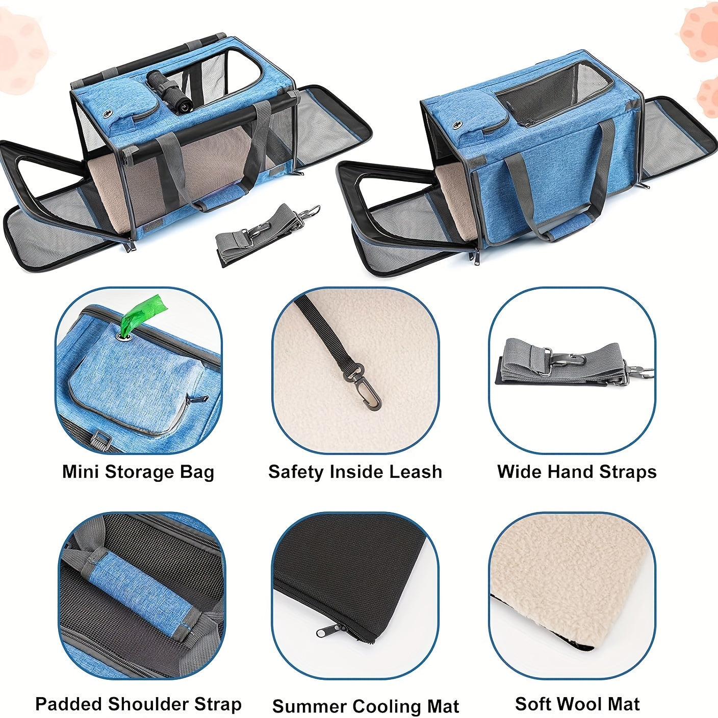 Large & Medium Pet Carrier - Soft-Sided Carrier For Cats, Puppies, Dog Carriers, Cat Carriers With Pet Privacy Protection - rarefrenchies 