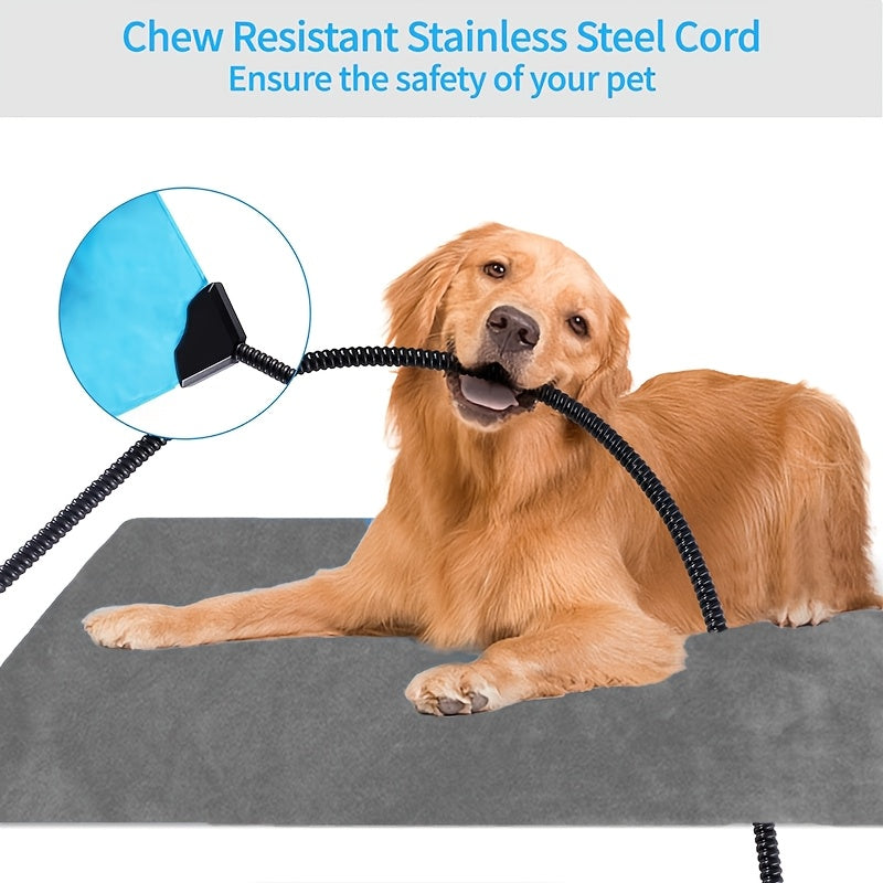 Heating Pad with Removable Cover, Chew-Resistant Stainless Steel Cord, 6-Level Adjustable Temperature, PVC Material, Power Plug, for Cats and Dogs - rarefrenchies 