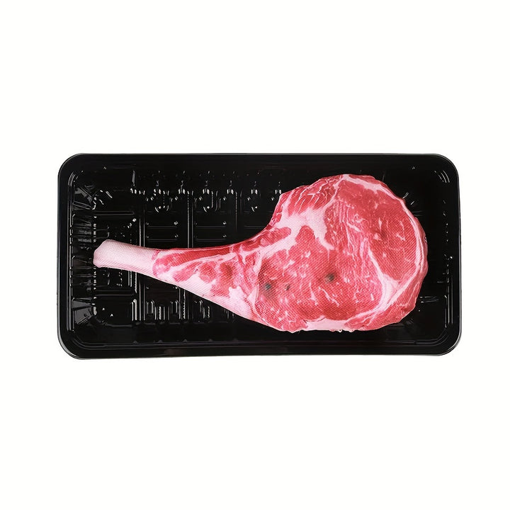Squeaky Plush Steak & Battle Axe Dog Toy with Tray - rarefrenchies 