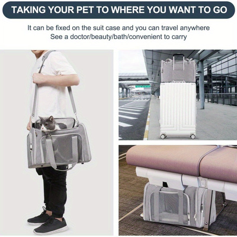 25Lbs Large Soft Sided Cat and Pet Carrier - Collapsible, Waterproof, Travel-Friendly, and Spacious Carrier for Cats and Puppies - rarefrenchies 