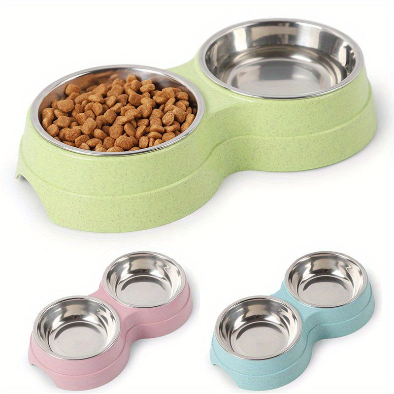 Stainless Steel Double Pet Bowls For Dogs And Cats - rarefrenchies 
