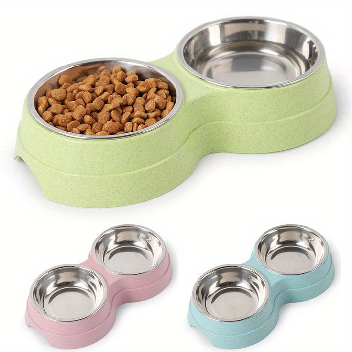 Stainless Steel Double Pet Bowls For Dogs And Cats - rarefrenchies 
