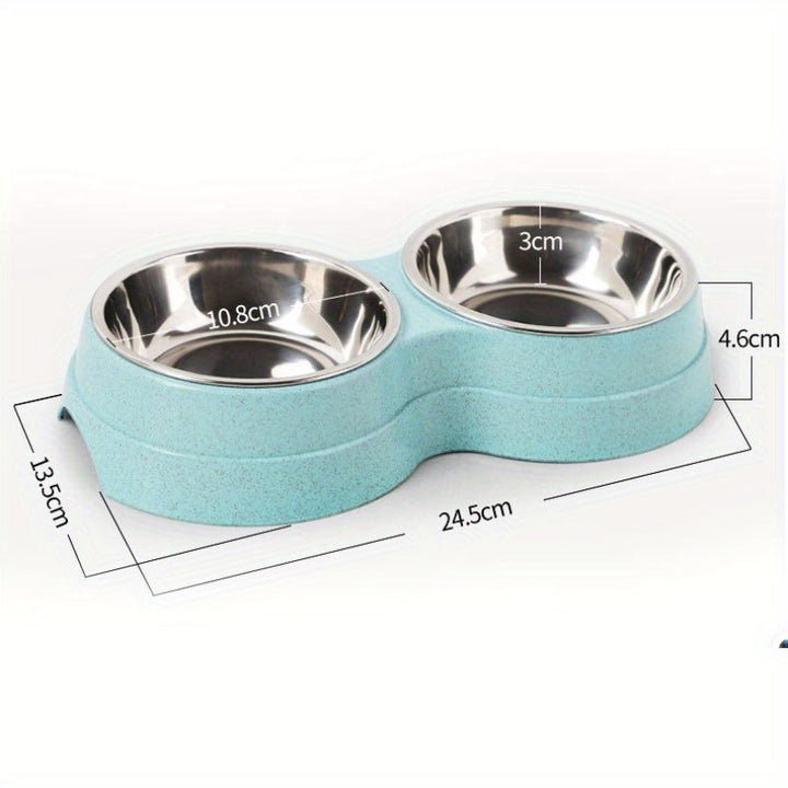 Stainless Steel Double Pet Bowls For Dogs And Cats - rarefrenchies 