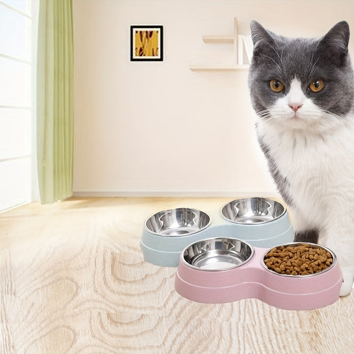 Stainless Steel Double Pet Bowls For Dogs And Cats - rarefrenchies 