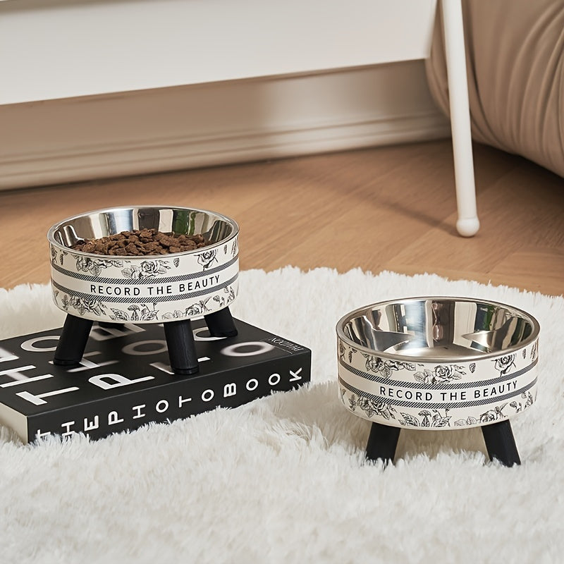 2PC/ Elevated Pet Feeding Bowl Stainless Steel - rarefrenchies 