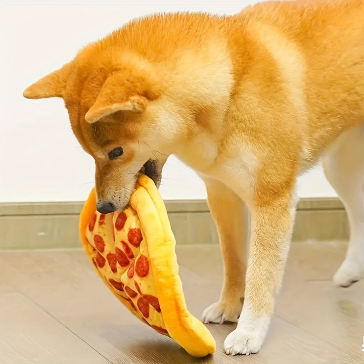 Plush Pepperoni Pizza Dog Toy - rarefrenchies 