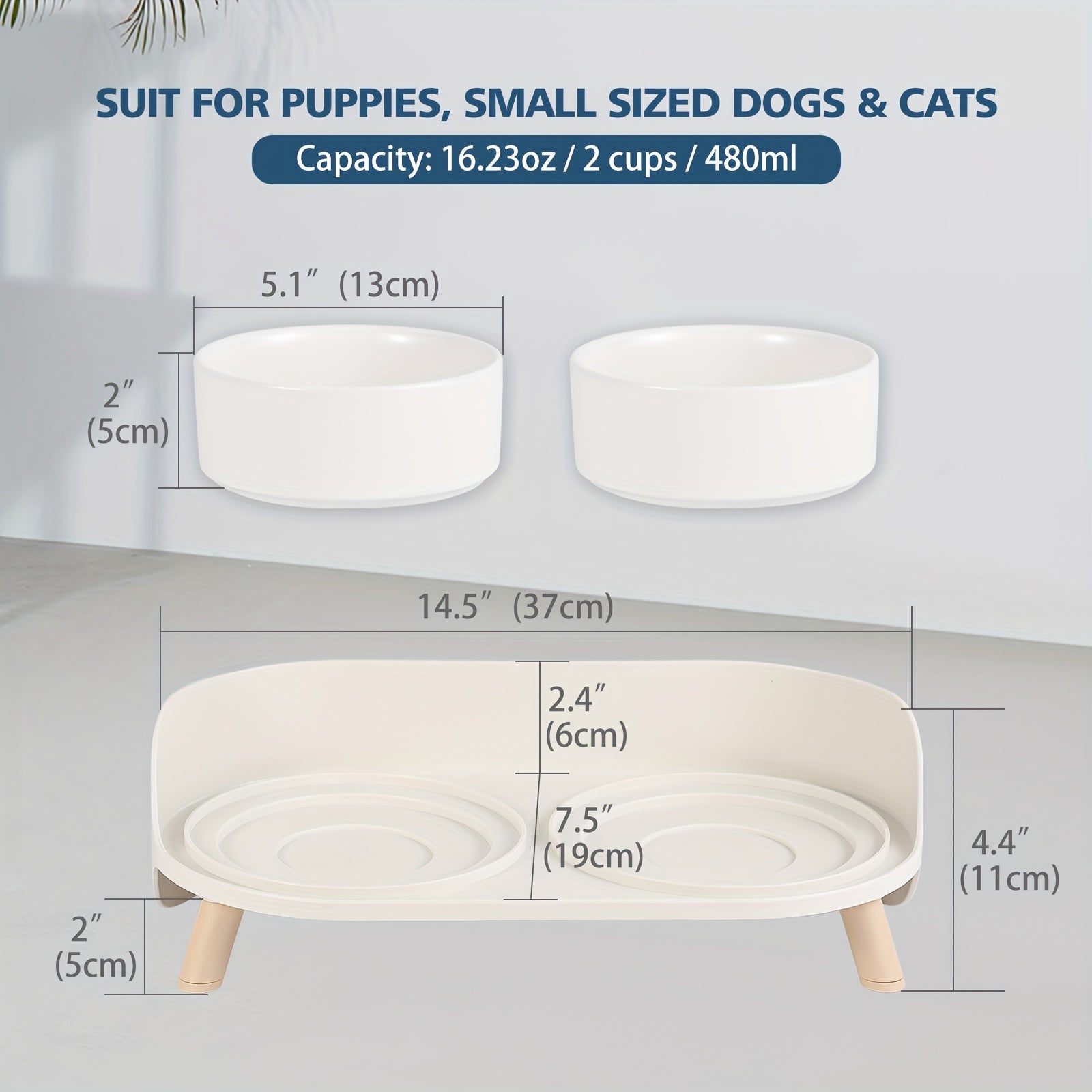 Modern Double Bowl Elevated Feeder - rarefrenchies 