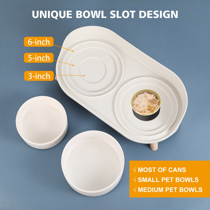Modern Double Bowl Elevated Feeder - rarefrenchies 