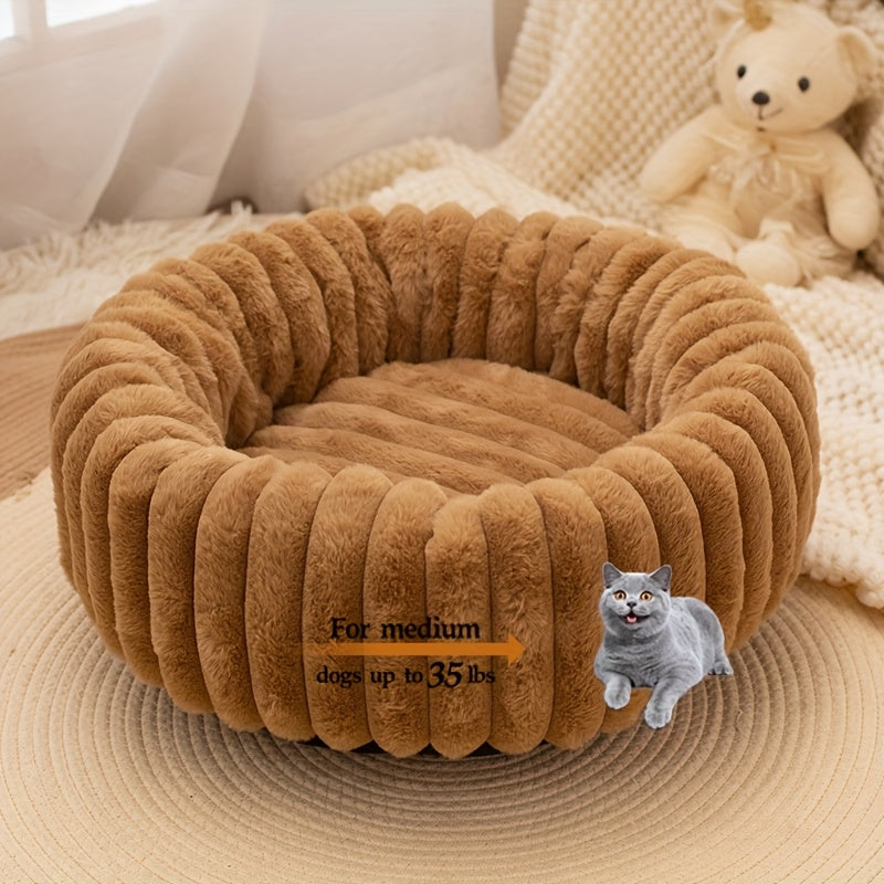 Circular Plush Pet Bed - rarefrenchies 