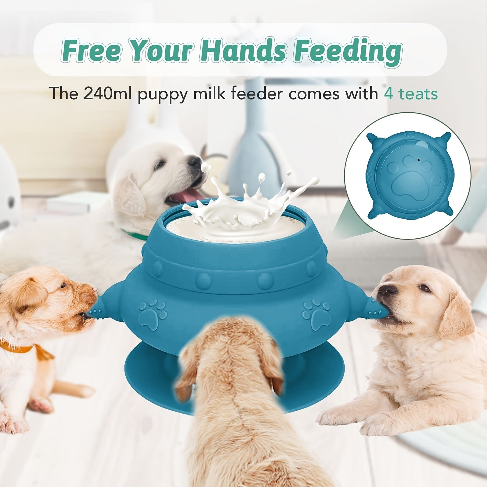 Silicone Feeder for Multiple Kittens & Puppies, Rubber Milk Powder Replacement Station with 4 Teats - rarefrenchies 