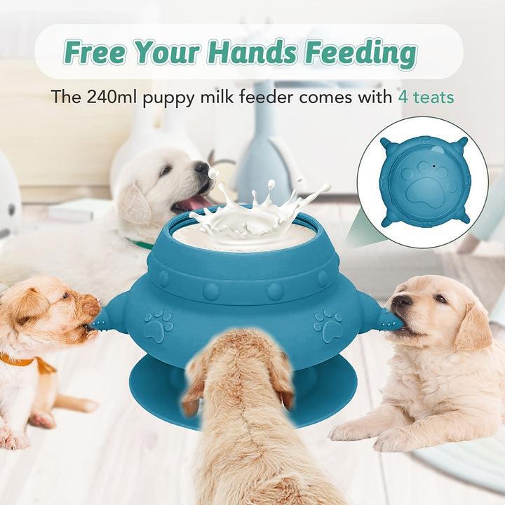 Silicone Feeder for Multiple Kittens & Puppies, Rubber Milk Powder Replacement Station with 4 Teats - rarefrenchies 