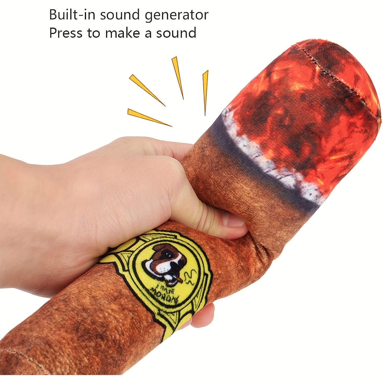 Cigar Pet Plush Toy - Interactive Squeak Toys for Dogs - rarefrenchies 