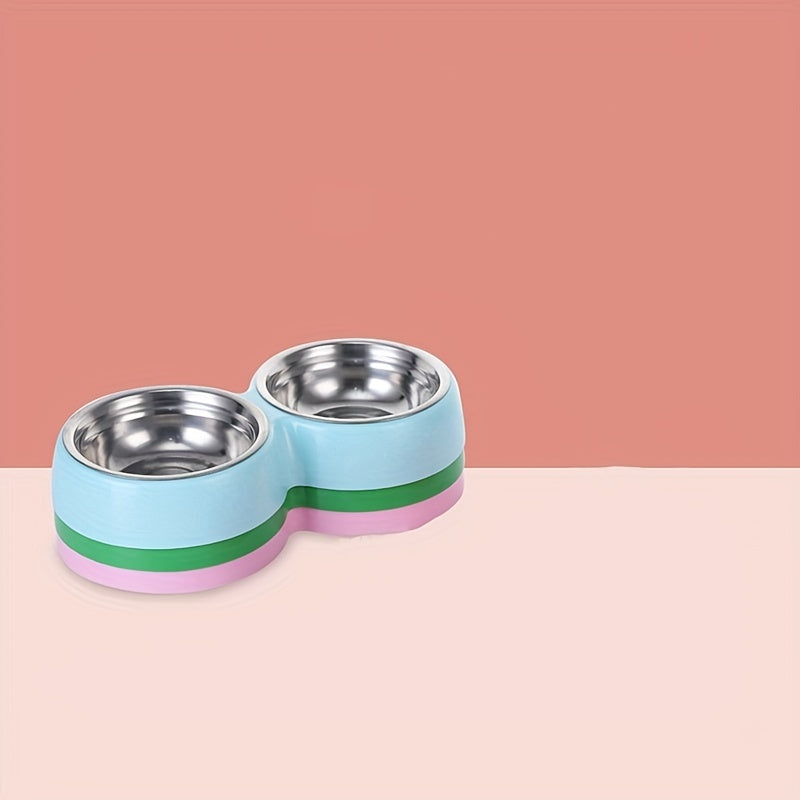 Double Non-Slip Stainless Steel Pet Bowls | Durable Plastic Base for Cats and Dogs - rarefrenchies 