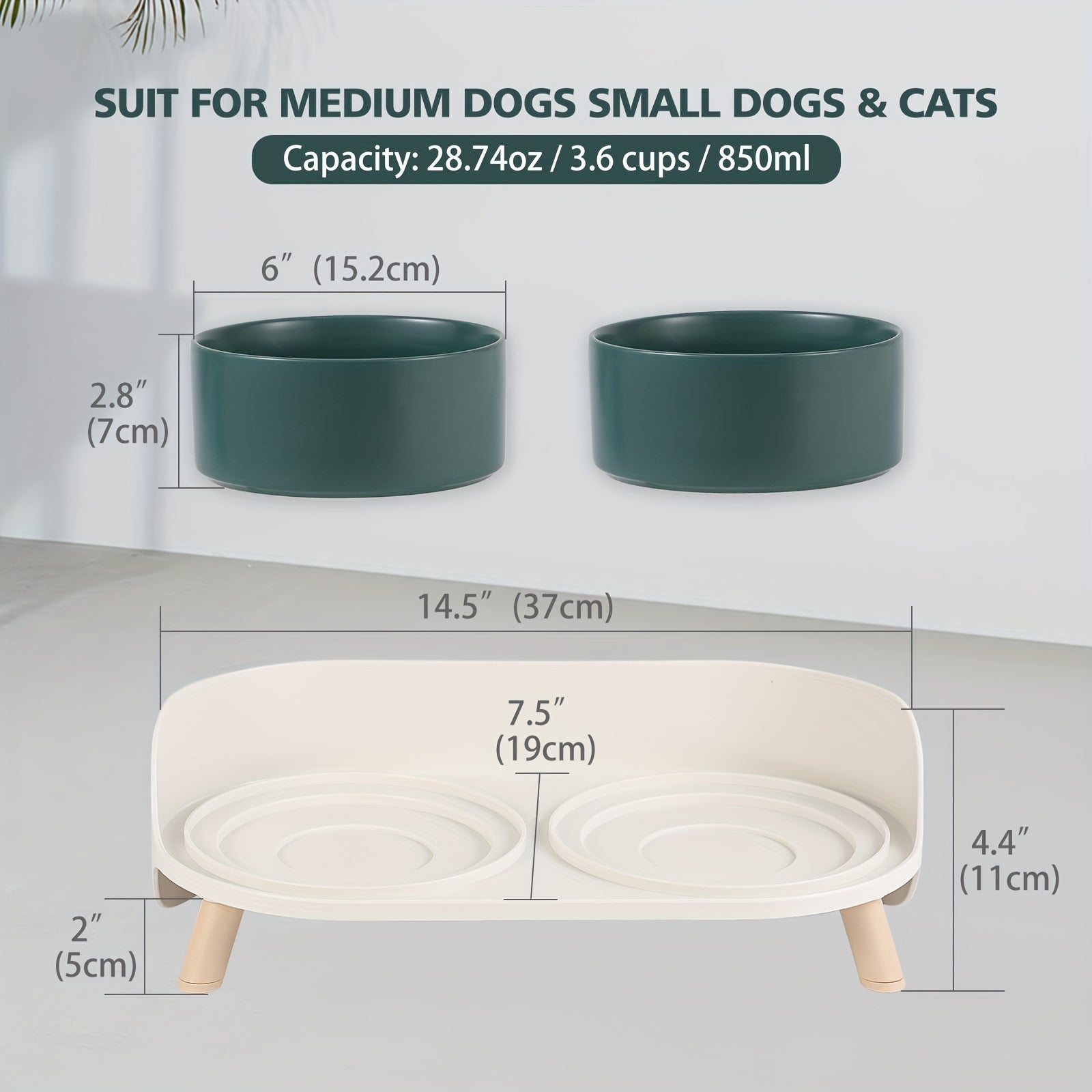 Modern Double Bowl Elevated Feeder - rarefrenchies 