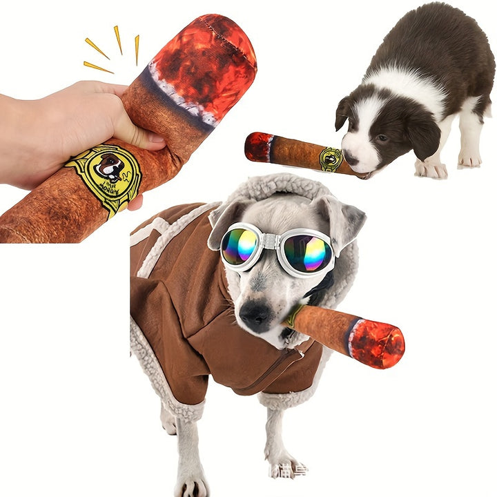 Cigar Pet Plush Toy - Interactive Squeak Toys for Dogs - rarefrenchies 