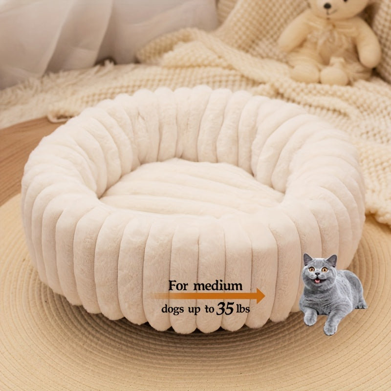 Circular Plush Pet Bed - rarefrenchies 