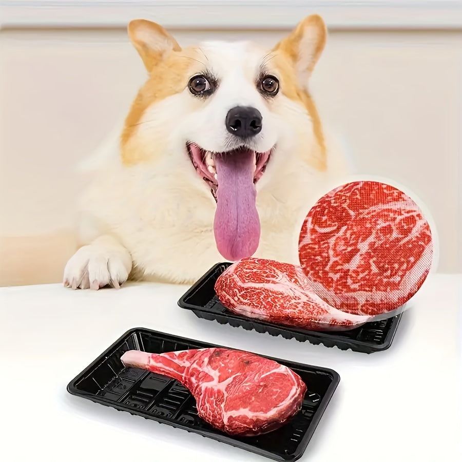 Squeaky Plush Steak & Battle Axe Dog Toy with Tray - rarefrenchies 