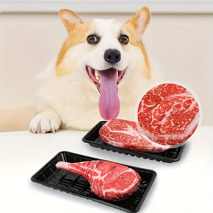 Squeaky Plush Steak & Battle Axe Dog Toy with Tray - rarefrenchies 
