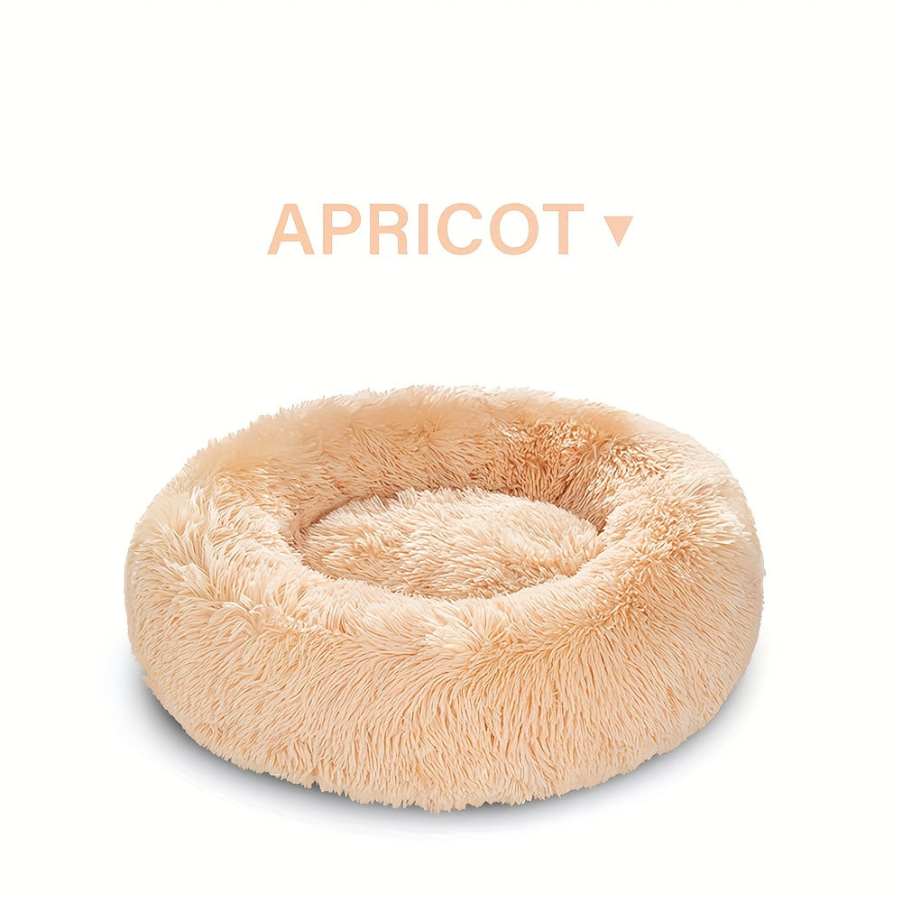 Calming Cuddler Long Fur Donut Dog Bed - rarefrenchies 